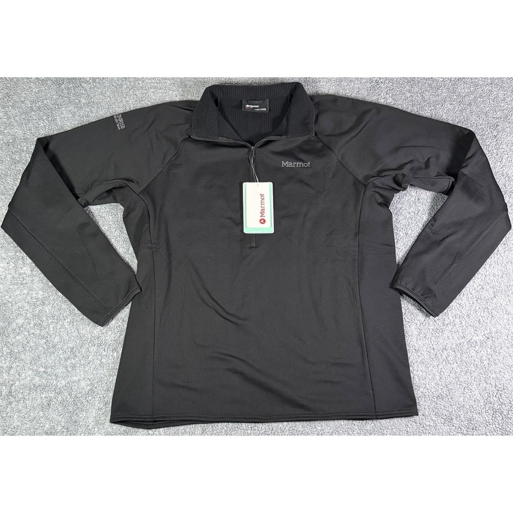 NWT Marmot Leconte Fleece Jacket Pullover 1/2 Zip Half Zip Black Men's XL Logo